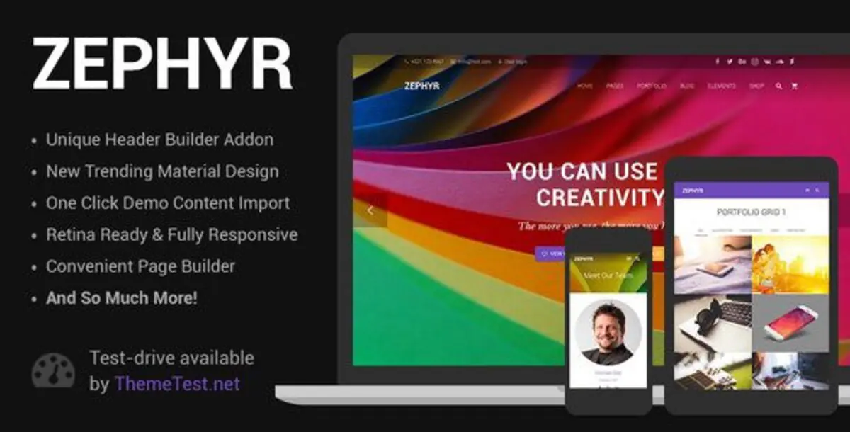 Zephyr – Material Design WordPress Themes
